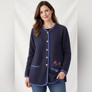 Geiger Women's Navy Blue Embroidered Jacket